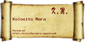 Kolovits Mara névjegykártya